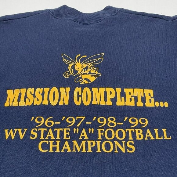 Moorefield Yellowjacket WV Football Sweatshirt Fleece Men Size L 90s Souvenir - Picture 3 of 10